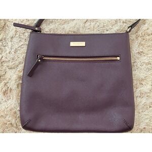 Kate Spade New York Saffiano Leather Crossbody Purse Plum Gold Tone Hardware